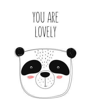 Çocuklar için sevimli doodle panda ile Vektör posteri