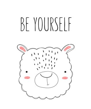 Çocuklar için sevimli doodle koyun ile Vektör posteri