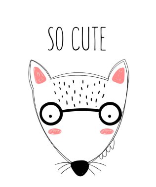 Çocuklar için sevimli doodle kurt ile Vektör posteri