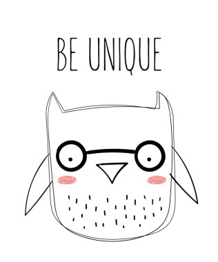 Çocuklar için sevimli doodle baykuş ile Vektör posteri