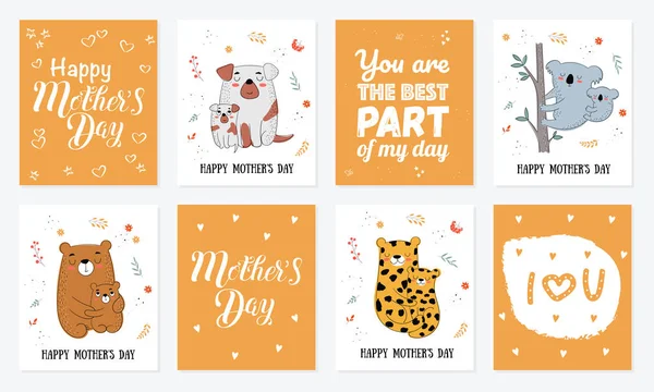 Coleção de cartão postal Feliz Dia das Mães . — Vetor de Stock