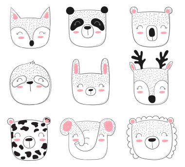 Vektör komik hayvanlar kafaları