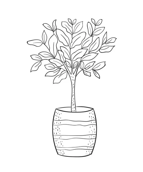 Carte vectorielle mignonne avec plante maison en pot — Image vectorielle