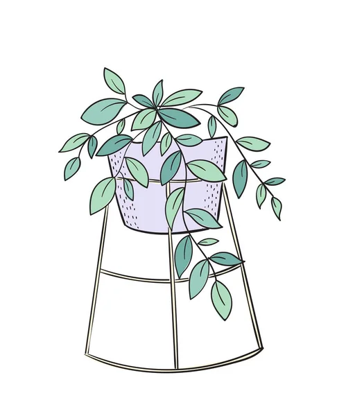 Векторная милая открытка с домашним растением в горшке — стоковый вектор