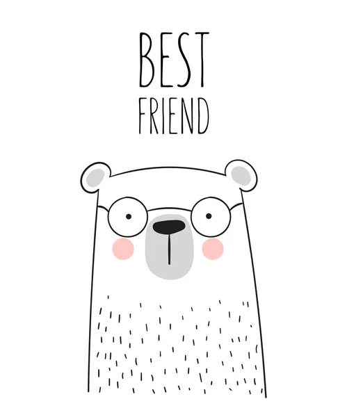 Vector poster with cute hand drawn bear and slogan — Stock Vector