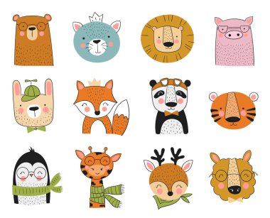 Sevimli el çizilmiş hayvanlar ve slogan ile Vektör afiş