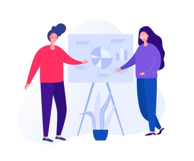 Ofiste çalışan insanlarla İllüstrasyon, bir hediye yapma