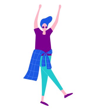 Mutlu dans adamı. Erkek eğleniyor, dans, zıpla. Neşeli disko pa