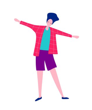 Mutlu dans adamı. Erkek eğleniyor, dans, zıpla. Neşeli disko pa