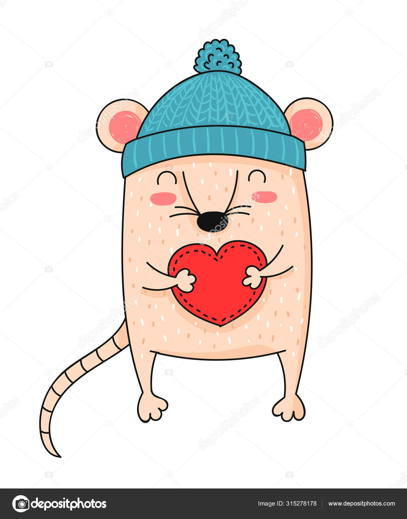 Vector Line Drawing Cute Rat Creative Funny Mouse For New 2020 Stock Vector C Tiny Selena 315278178