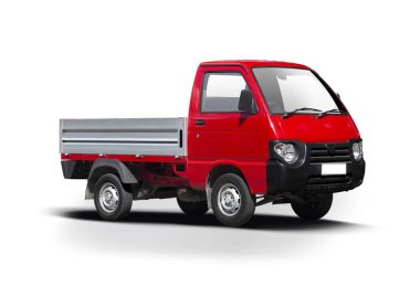 Kırmızı küçük İtalyan beyaz izole van yan görünümü pick up
