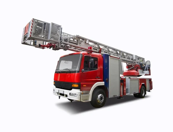 Великий Пожежний Автокран Ізольований Білому — стокове фото