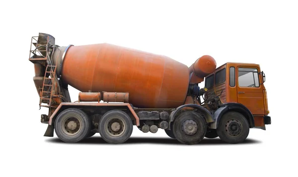 Cement Blandare Truck Side View Isolerad Vit — Stockfoto
