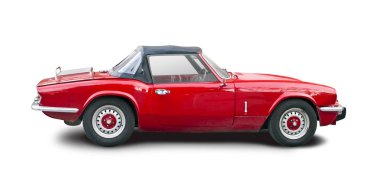 Klasik İngiliz roadster kırmızı araba beyaz izole
