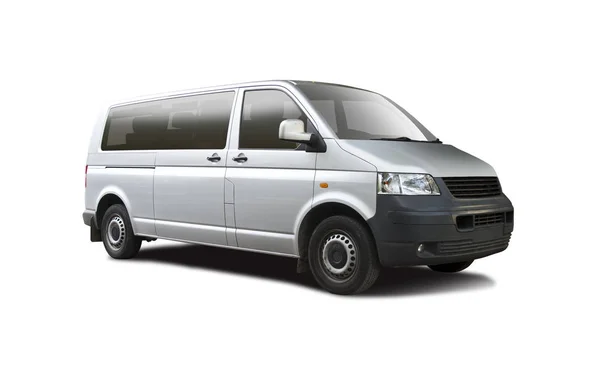 Silver Grey Van Side View Isolated White — Stock Photo, Image