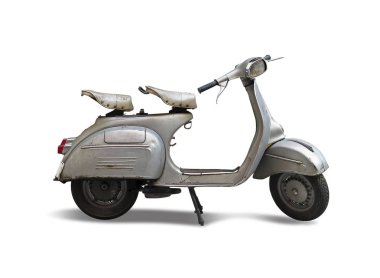 Vintage İtalyan scooter yan görünümü beyaz izole