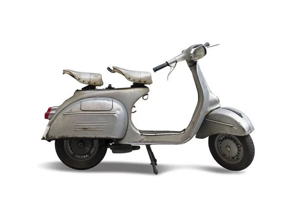 Vintage Vista Lateral Scooter Italiano Aislado Blanco — Foto de Stock