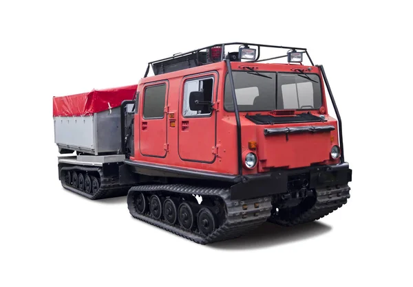 Red Snow Rescue Vehicle Isolated White — Stock Photo, Image
