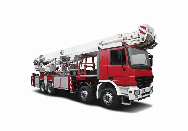 Big Fire Truck Crane Isolated White — Stock Photo, Image