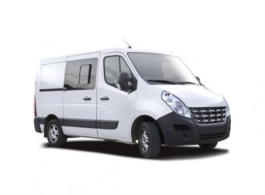 Beyaz mini otobüs yan görünüm beyaz marka için hazır