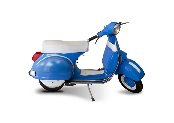 Blauw Witte Scooter Zijaanzicht Geïsoleerd Wit — Stockfoto