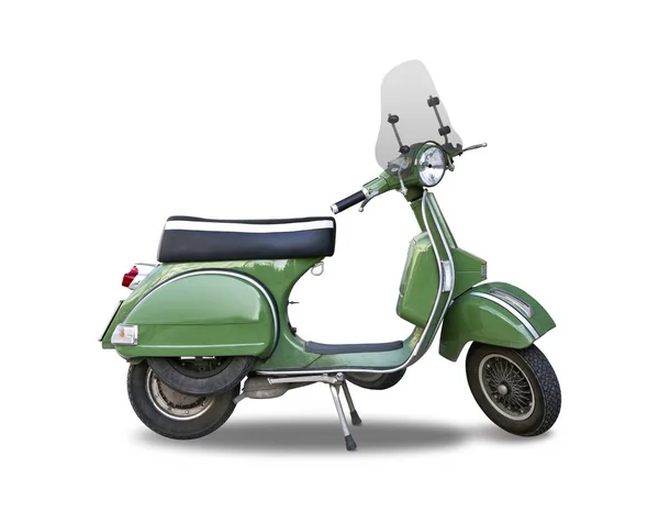 Vista Laterale Scooter Verde Isolato Bianco — Foto Stock