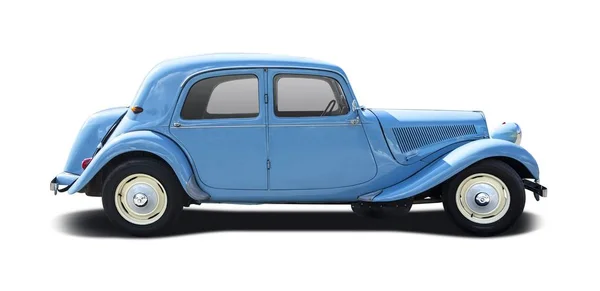 Blue Antique Car Isolated White — Stock Photo, Image