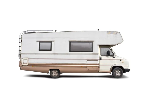 Old Motor Home Side View Isolated White — Stock Photo, Image