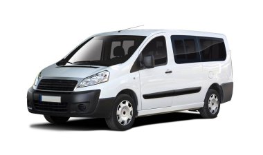 Beyaz mini otobüs beyaz izole