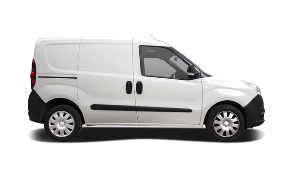 White City Van Side View Isolated White — Stock Photo, Image