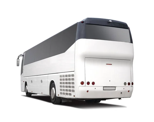 Ônibus Branco Visão Traseira Isolado Branco — Fotografia de Stock