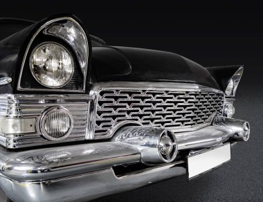 Siyah Retro Rus araba Far ve radyatör ızgarası