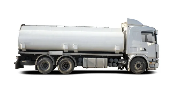 Fuel Tanker Vista Lateral Isolado Branco — Fotografia de Stock