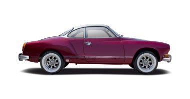 Klasik coupe Alman araba yan görünümü beyaz izole