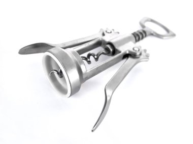 metal tirbuşon üzerinde beyaz izole