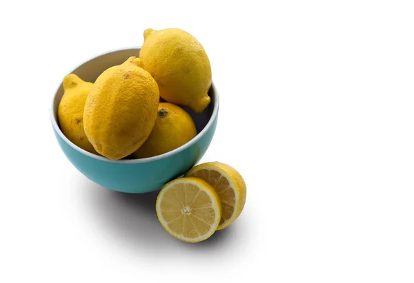 Lemons Bowl Copy Space — Stock Photo, Image
