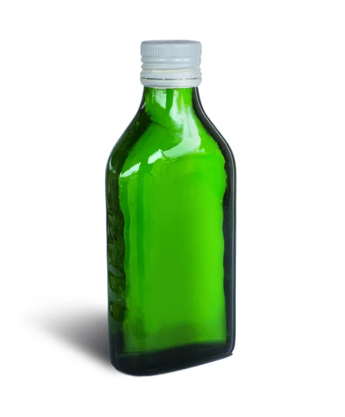 Zelená Láhev Medicíny Izolovaná Bílém — Stock fotografie