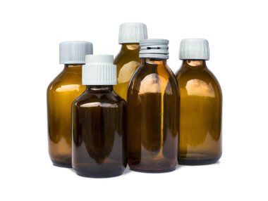 Beyaz üzerine izole Tıp Şişeleri