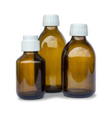Beyaz üzerine izole Tıp Şişeleri