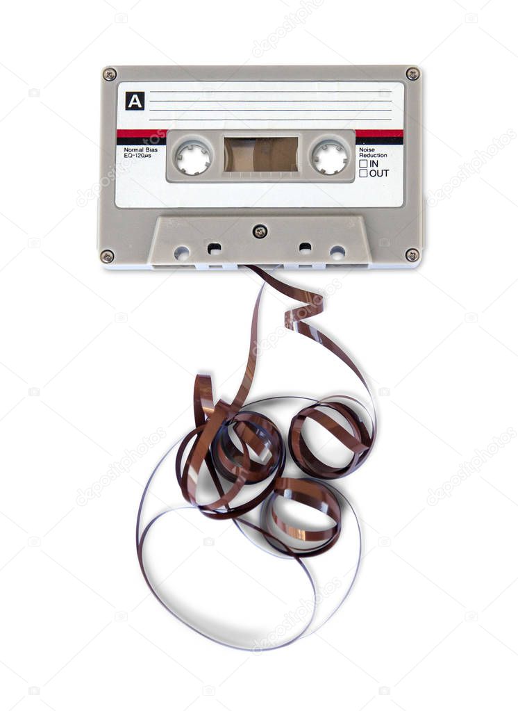Tangled tape isolated on white