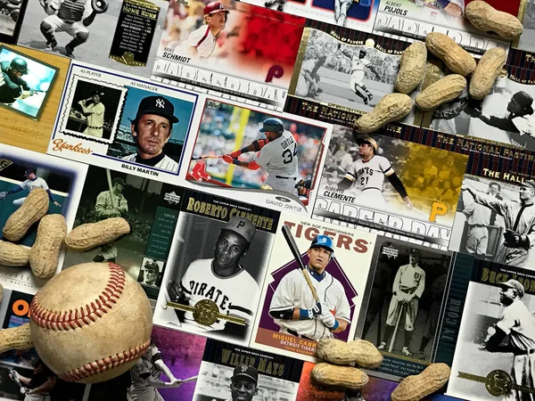 Legends Baseball Card Collage Feature Some Stars Present — Stock Photo, Image