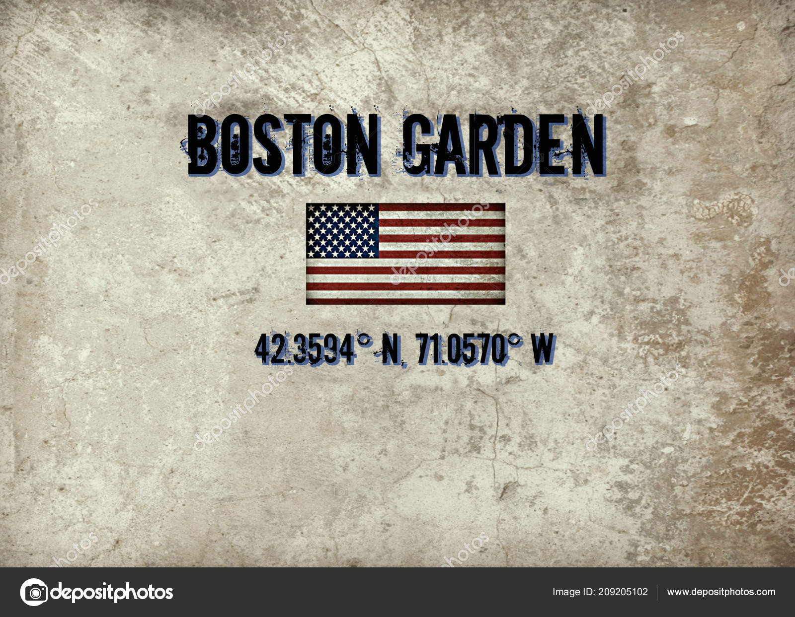 Map Coordinates Location Old Boston Garden Stock Editorial Photo