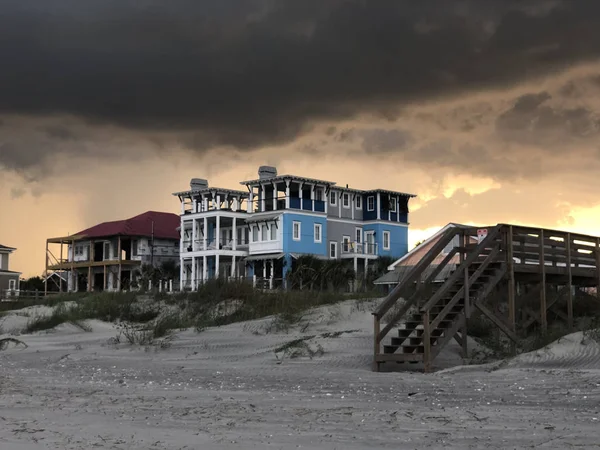 Storm Brewing Folly Beach South Carolina Dark Ominous Clouds Move — Stock Photo, Image