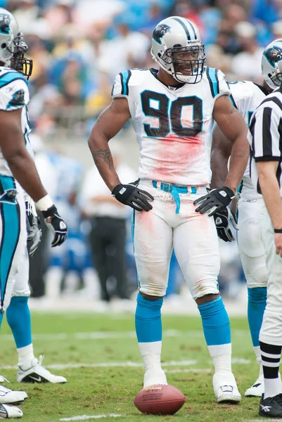 Carolina Panthers Defensive Lineman Julius Peppers Ação Durante Temporada 2002 — Fotografia de Stock