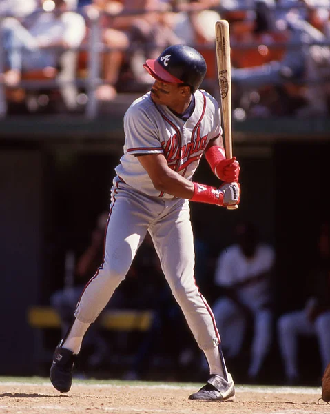 Atlanta Braves Outfielder Dion James Acción Mlb Durante Década 1980 —  Fotos de Stock