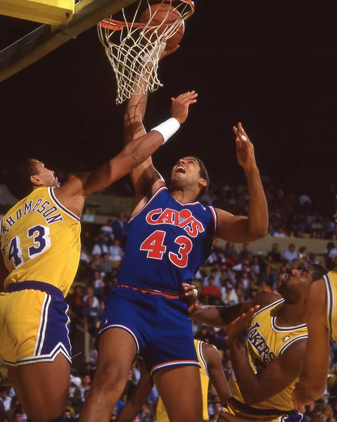 Brad Daugherty Centro Cleveland Cavaliers Ação Nba Durante Década 1980 — Fotografia de Stock