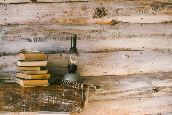 Time Read Books Books Table Wooden Background Vintage — Stock Photo, Image