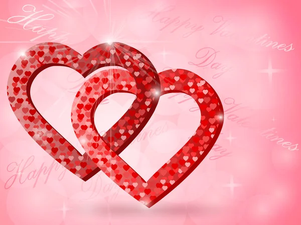 Fundo Para Valentine Com Dois Corações Fundo Rosa Ilustração Vetorial — Vetor de Stock