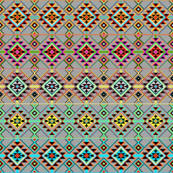 部族のシームレスでカラフルな幾何学模様のセット エスニックベクターテクスチャ 伝統的なアメリカの装飾 — ストックベクタ