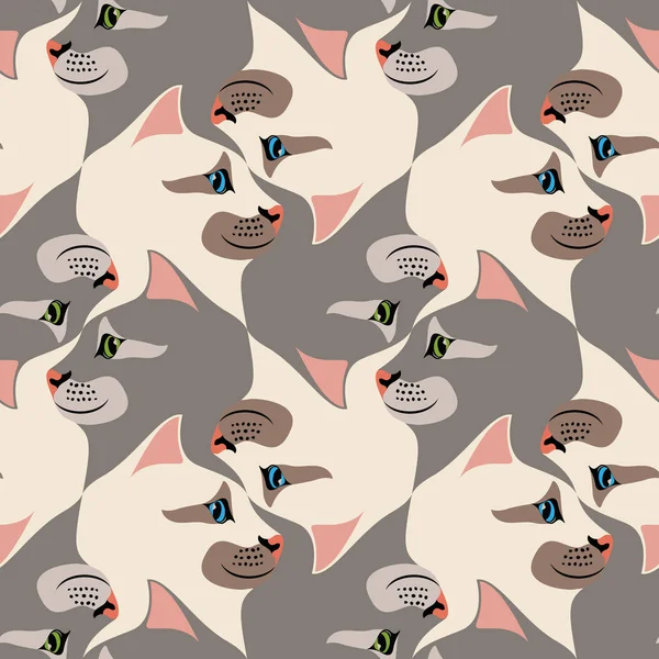 Cat head seamless pattern, Escher style, tessellation. Royalty Free Stock Vectors